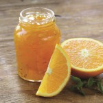 homemade organic orange marmalade jam with orange zest